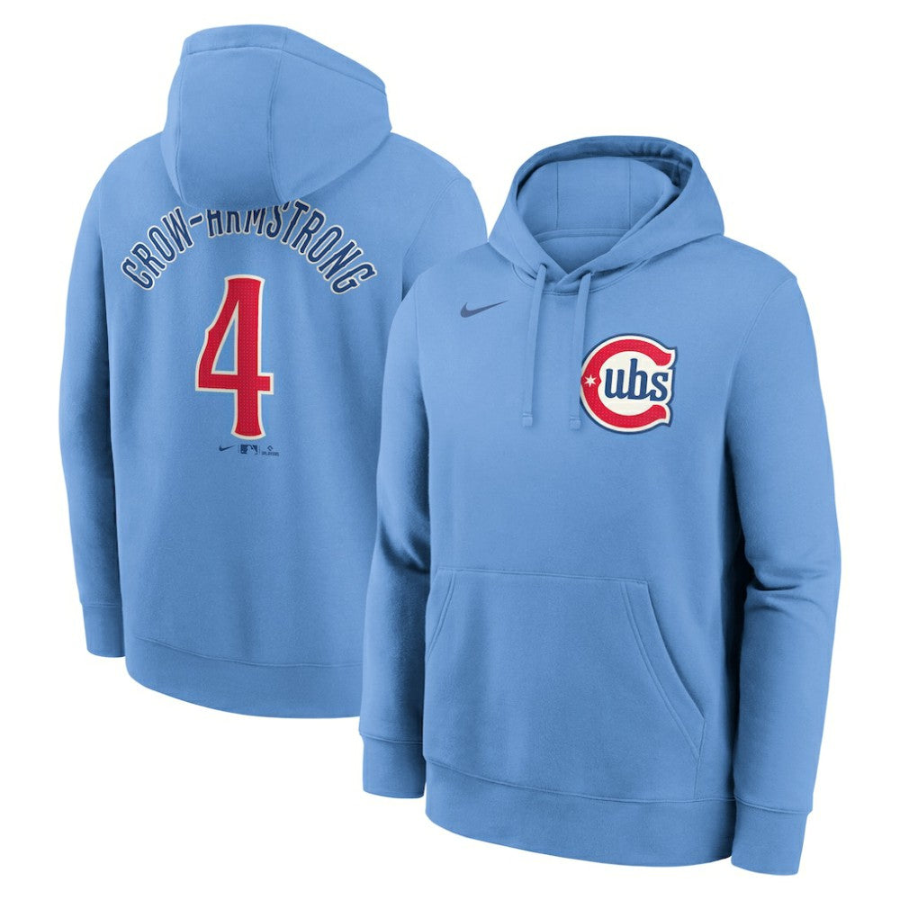 Pete Crow-Armstrong Chicago Cubs Nike Player Name & Number Club Fleece Pullover Hoodie - Light Blue Hoodies