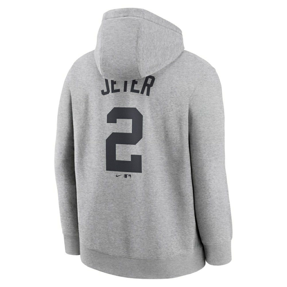 Derek Jeter New York Yankees Nike Player Name & Number Club Fleece Pullover Hoodie - Heather Gray Hoodies