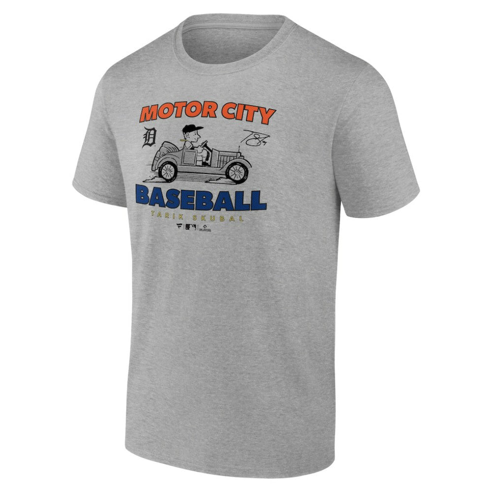 Tarik Skubal Detroit Tigers Motor City Baseball T-Shirt - Heather Gray T-shirts