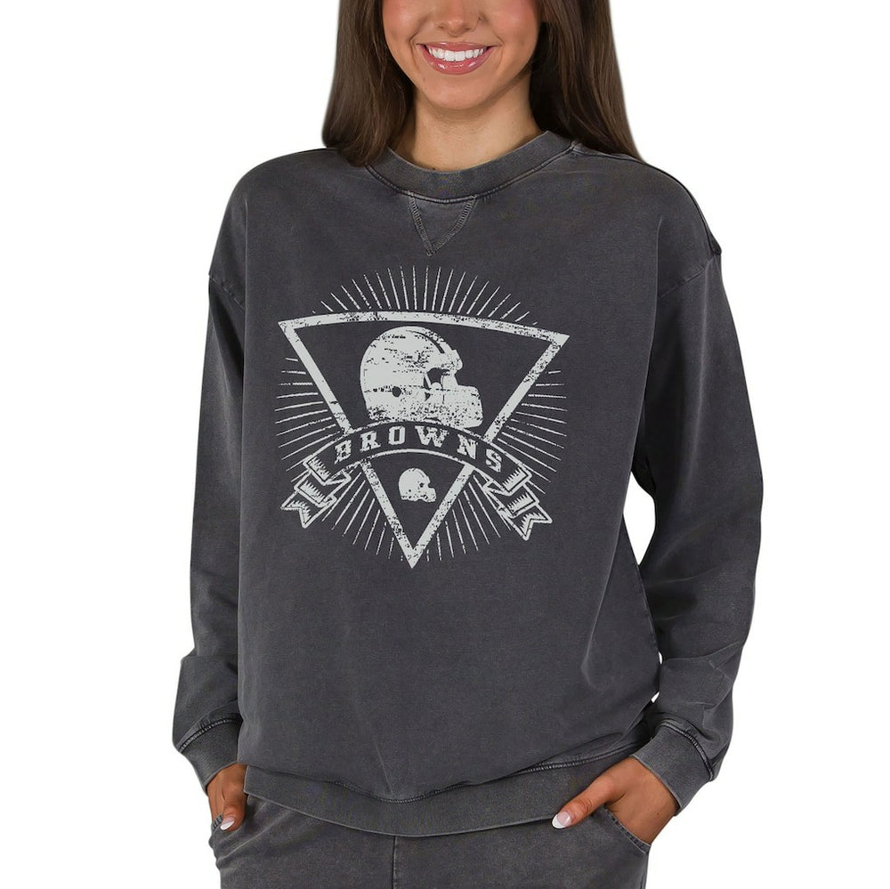 Cleveland Browns Concepts Sport Women's Boxy Mist French Terry Long Sleeve Top - Charcoal Tops