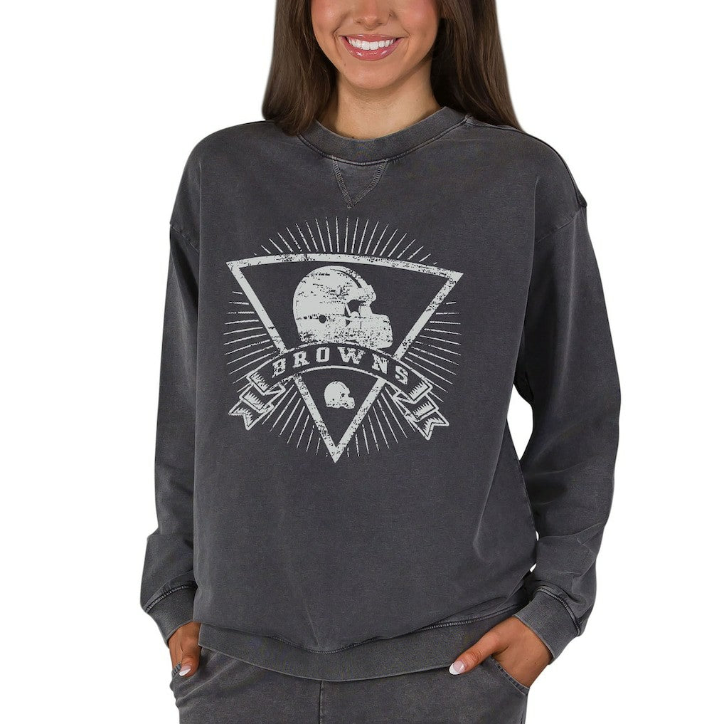 Cleveland Browns Concepts Sport Women's Boxy Mist French Terry Long Sleeve Top - Charcoal Tops
