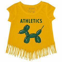 Athletics Tiny Turnip Girls Youth Balloon Dog Fringe T-Shirt - Gold T-shirts