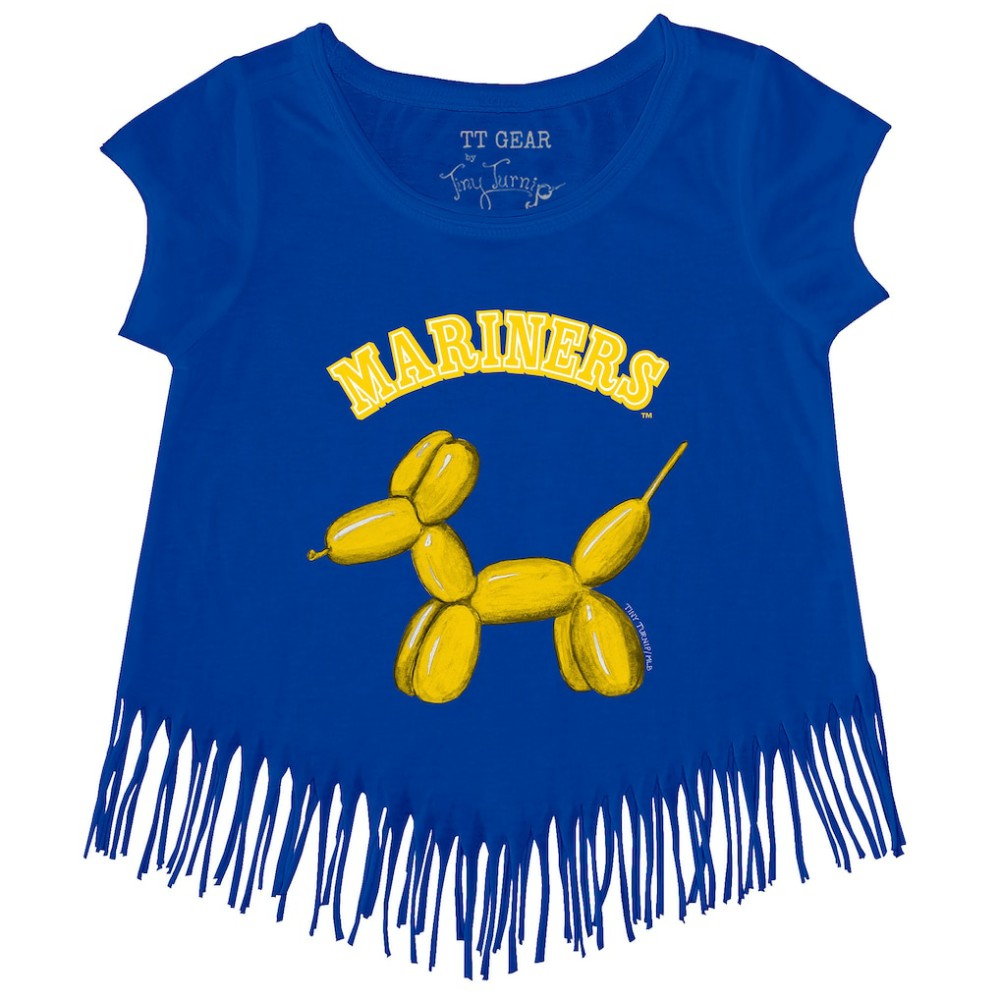 Seattle Mariners Tiny Turnip Girls Youth Balloon Dog Fringe T-Shirt - Royal T-shirts