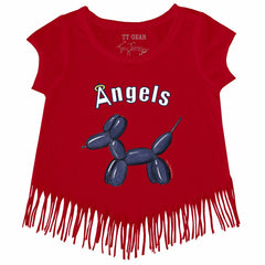 Los Angeles Angels Tiny Turnip Girls Youth Balloon Dog Fringe T-Shirt - Red T-shirts