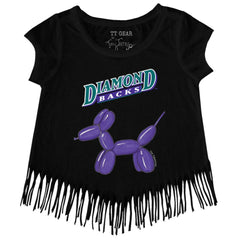Arizona Diamondbacks Tiny Turnip Girls Youth Balloon Dog Fringe T-Shirt - Black T-shirts