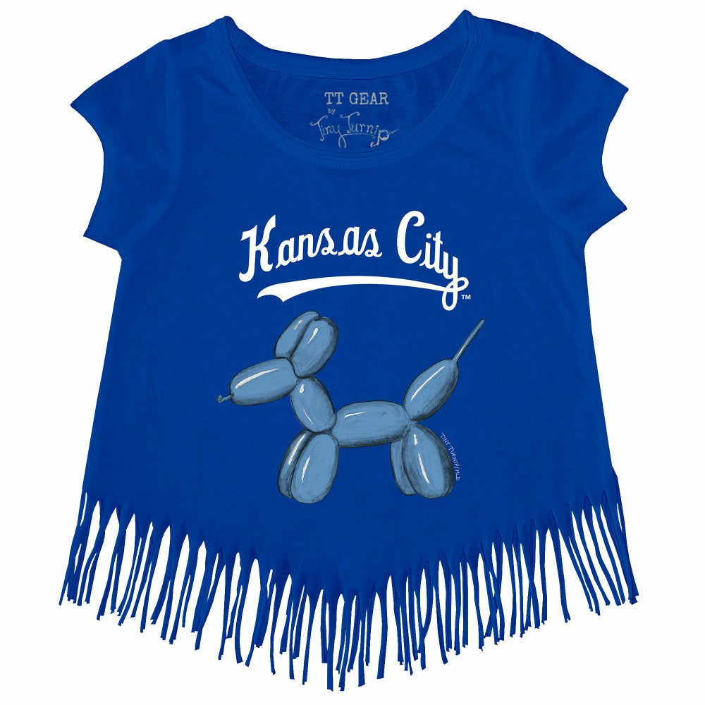Kansas City Royals Tiny Turnip Girls Youth Balloon Dog Fringe T-Shirt - Royal T-shirts