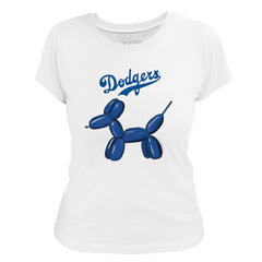 Los Angeles Dodgers Tiny Turnip Women's Balloon Dog T-Shirt - White T-shirts
