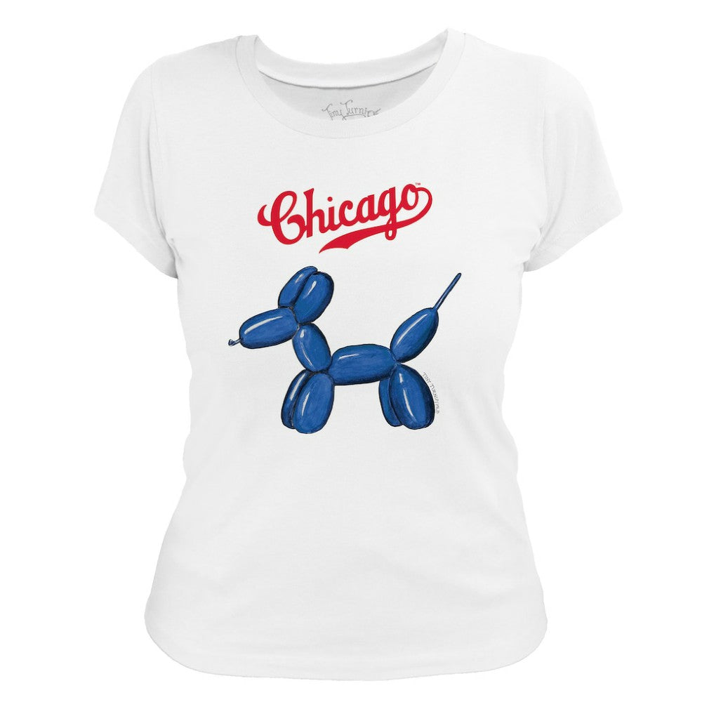 Chicago Cubs Tiny Turnip Women's Balloon Dog T-Shirt - White T-shirts