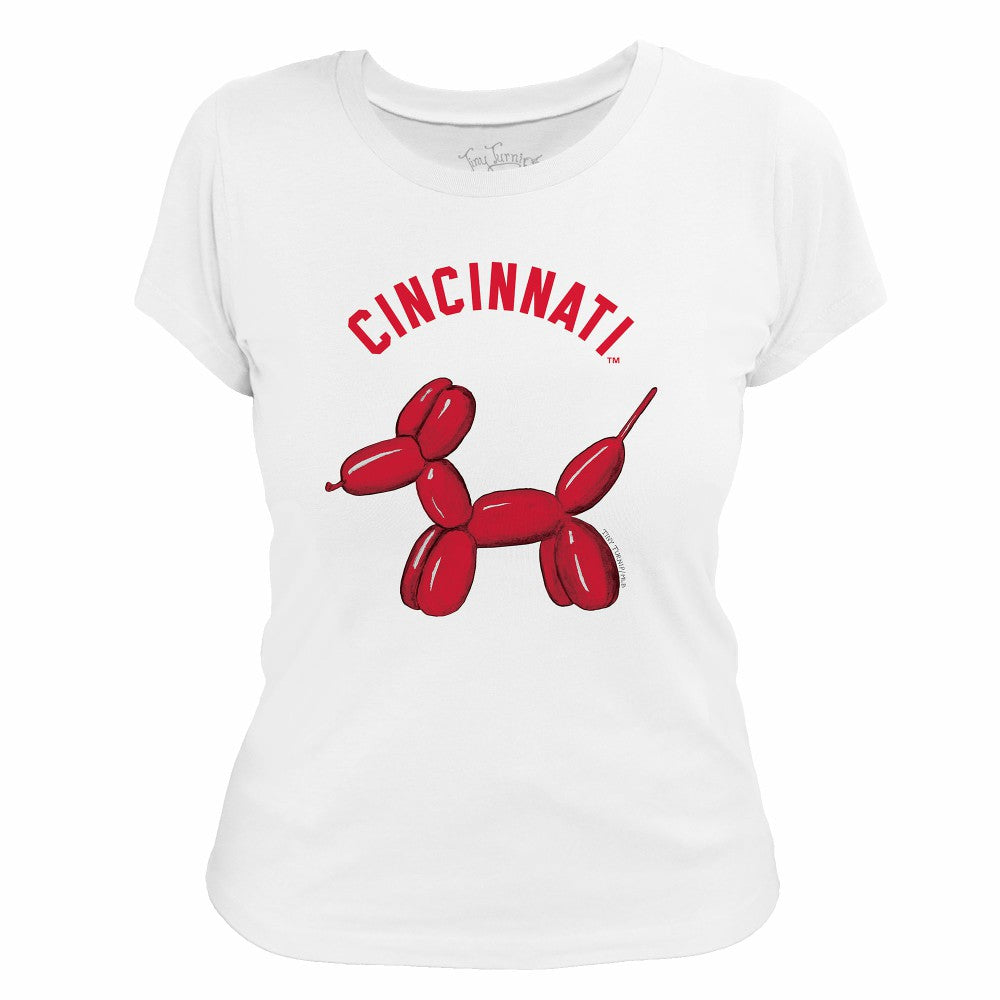 Cincinnati Reds Tiny Turnip Women's Balloon Dog T-Shirt - White T-shirts