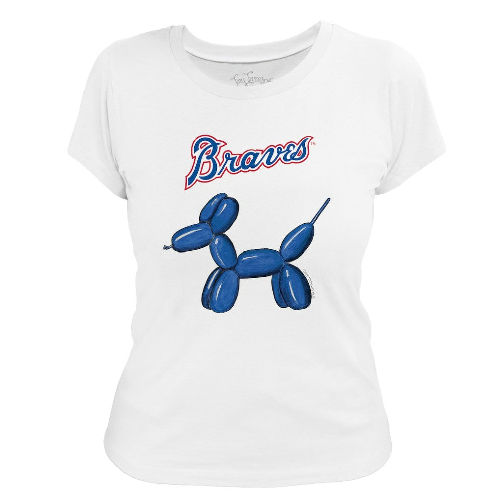 Atlanta Braves Tiny Turnip Women's Balloon Dog T-Shirt - White T-shirts