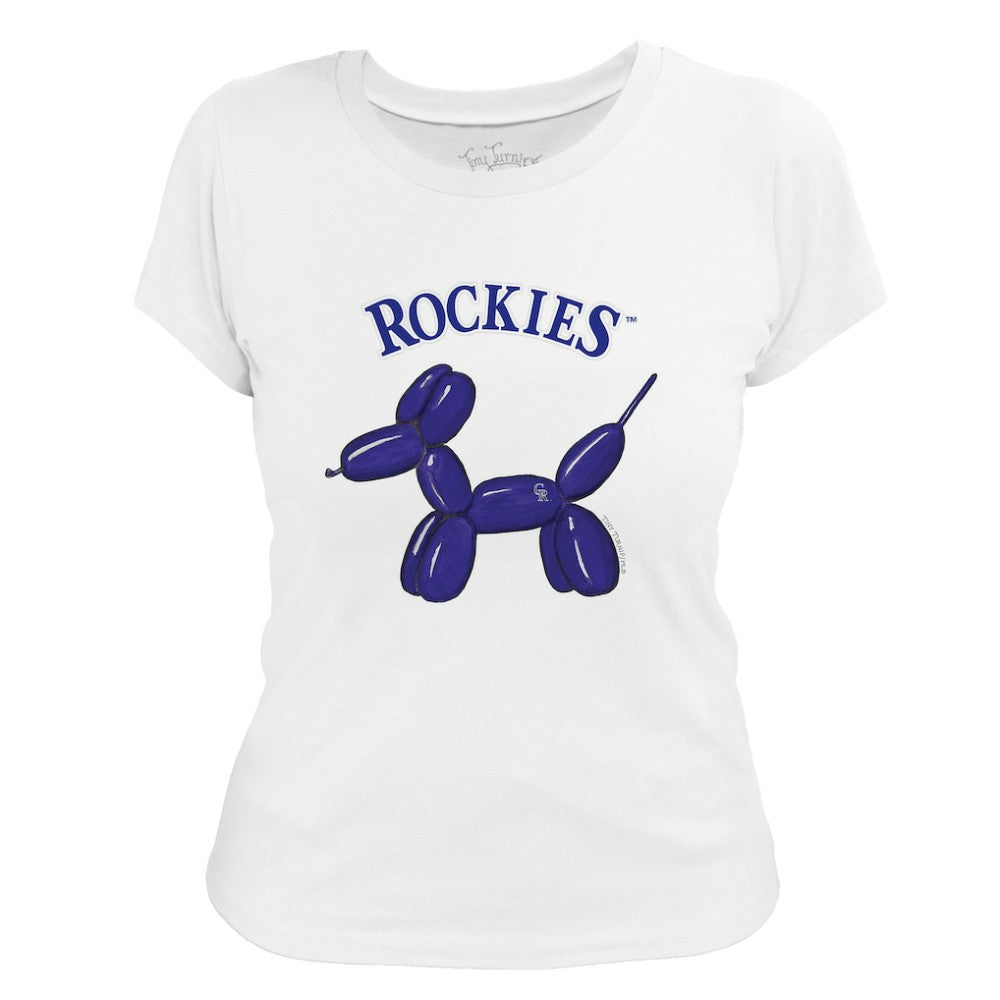 Colorado Rockies Tiny Turnip Women's Balloon Dog T-Shirt - White T-shirts