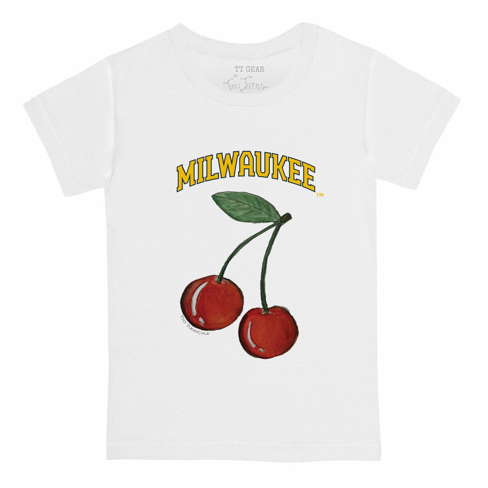 Milwaukee Brewers Tiny Turnip  Youth Cherries T-Shirt - White T-shirts