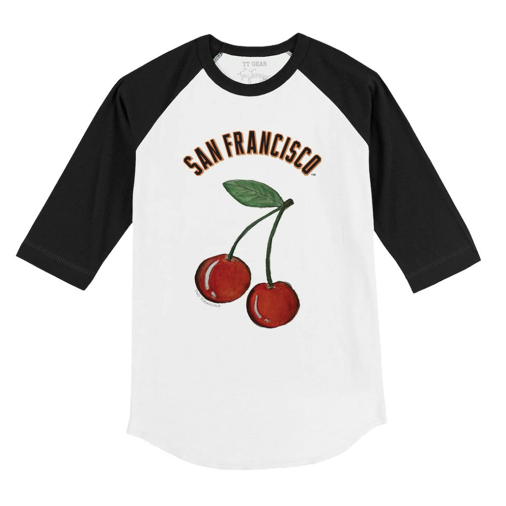 San Francisco Giants Tiny Turnip Youth Cherries 3/4-Sleeve Raglan Baseball T-Shirt - White T-shirts