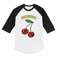 Milwaukee Brewers Tiny Turnip Youth Cherries 3/4-Sleeve Raglan Baseball T-Shirt - White T-shirts