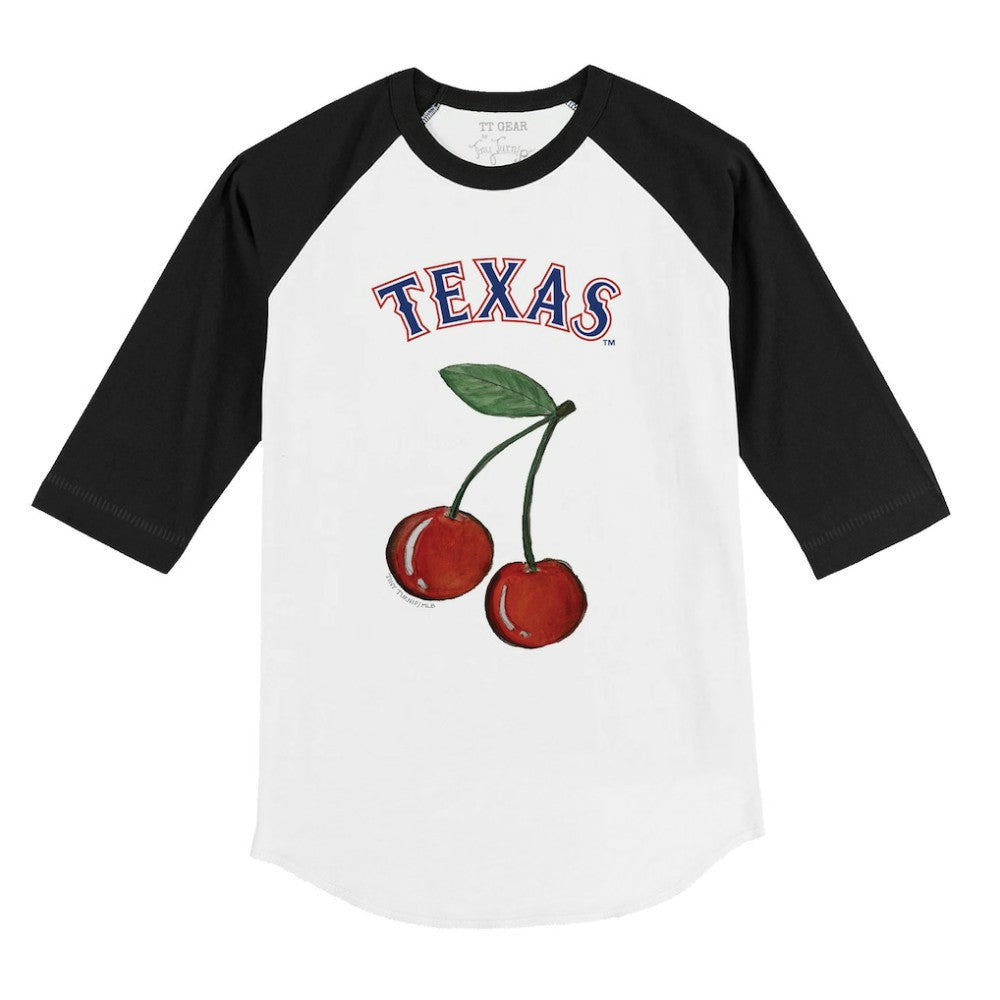 Texas Rangers Tiny Turnip Youth Cherries 3/4-Sleeve Raglan Baseball T-Shirt - White T-shirts