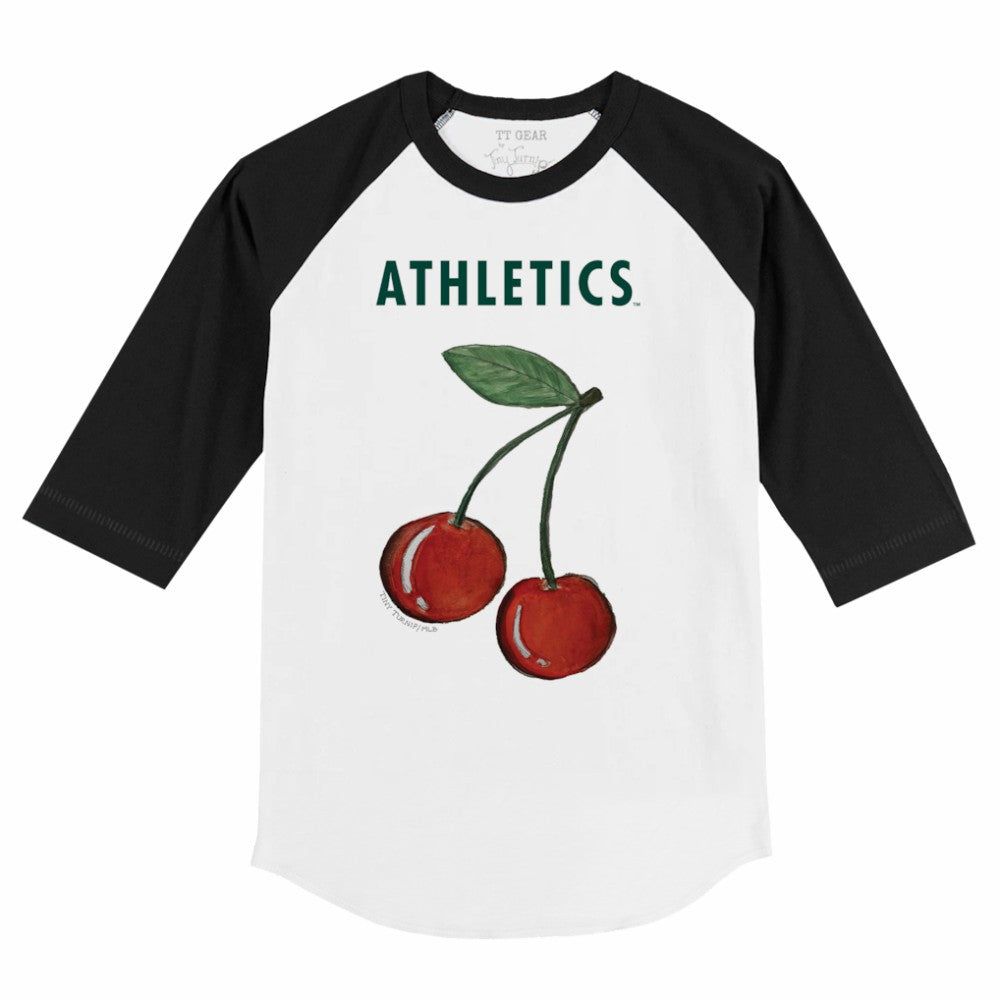 Athletics Tiny Turnip Youth Cherries 3/4-Sleeve Raglan Baseball T-Shirt - White T-shirts