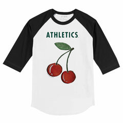 Athletics Tiny Turnip Youth Cherries 3/4-Sleeve Raglan Baseball T-Shirt - White T-shirts