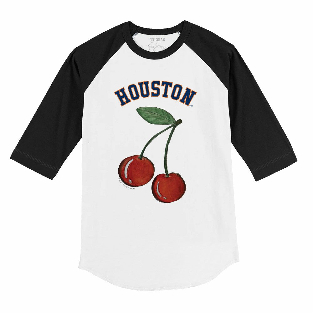 Houston Astros Tiny Turnip Youth Cherries 3/4-Sleeve Raglan Baseball T-Shirt - White T-shirts