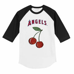 Los Angeles Angels Tiny Turnip Youth Cherries 3/4-Sleeve Raglan Baseball T-Shirt - White T-shirts
