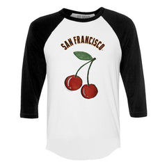 San Francisco Giants Tiny Turnip Women's Cherries 3/4-Sleeve Raglan Baseball T-Shirt - White T-shirts