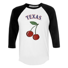 Texas Rangers Tiny Turnip Women's Cherries 3/4-Sleeve Raglan Baseball T-Shirt - White T-shirts