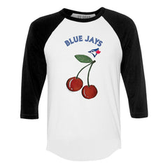 Toronto Blue Jays Tiny Turnip Women's Cherries 3/4-Sleeve Raglan Baseball T-Shirt - White T-shirts