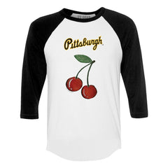 Pittsburgh Pirates Tiny Turnip Women's Cherries 3/4-Sleeve Raglan Baseball T-Shirt - White T-shirts