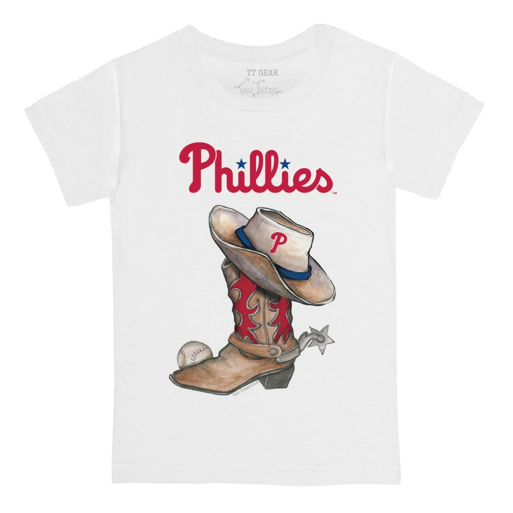 Philadelphia Phillies Tiny Turnip Youth Cowboy Boot T-Shirt - White T-shirts