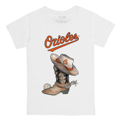 Baltimore Orioles Tiny Turnip Youth Cowboy Boot T-Shirt - White T-shirts