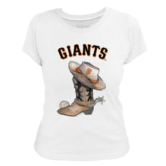 San Francisco Giants Tiny Turnip Women's Cowboy Boot T-Shirt - White T-shirts