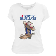 Toronto Blue Jays Tiny Turnip Women's Cowboy Boot T-Shirt - White T-shirts