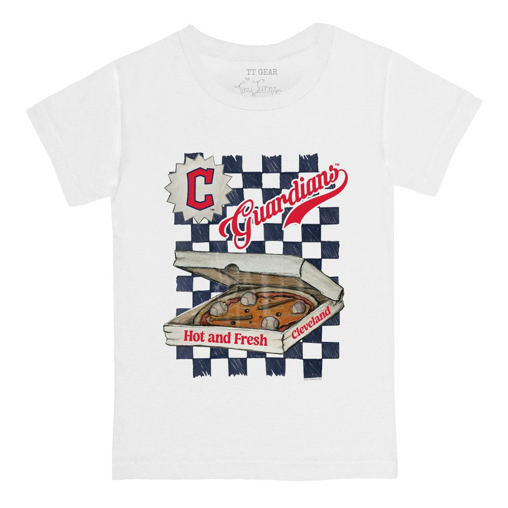 Cleveland Guardians Tiny Turnip Youth Pizza T-Shirt - White T-shirts