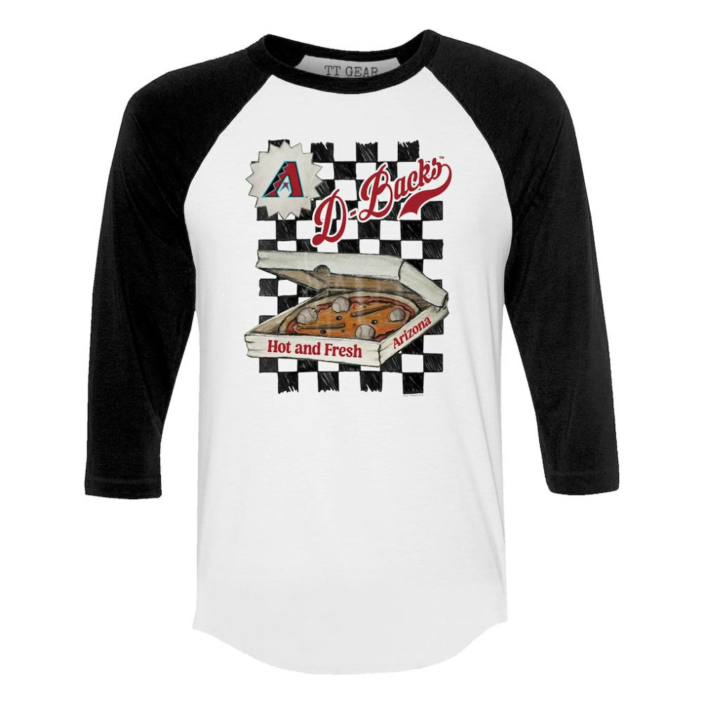 Arizona Diamondbacks Tiny Turnip Women's Pizza 3/4-Sleeve Raglan Baseball T-Shirt - White/Black T-shirts