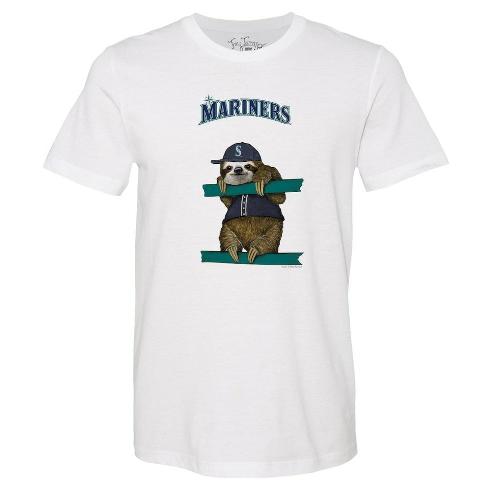 Seattle Mariners Tiny Turnip Unisex Sloth T-Shirt - White T-shirts