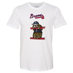 Atlanta Braves Tiny Turnip Unisex Sloth T-Shirt - White T-shirts