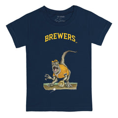 Milwaukee Brewers Tiny Turnip Youth Velociraptor T-Shirt - Navy T-shirts