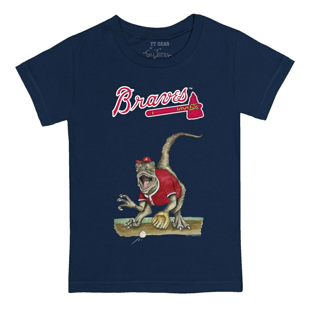 Atlanta Braves Tiny Turnip Youth Velociraptor T-Shirt - Navy T-shirts