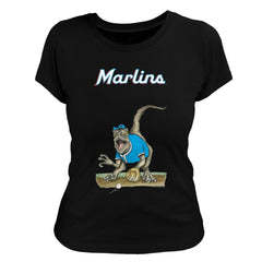 Miami Marlins Tiny Turnip Women's Velociraptor T-Shirt - Black T-shirts