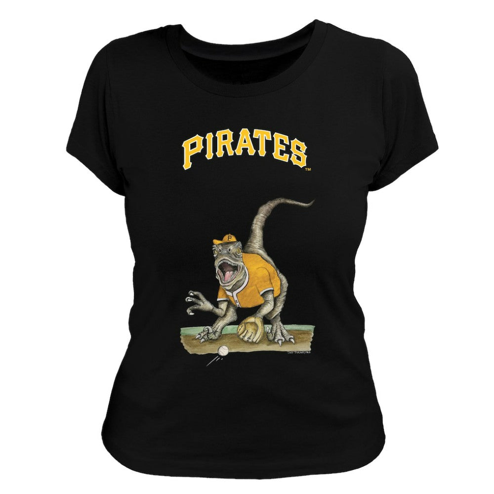 Pittsburgh Pirates Tiny Turnip Women's Velociraptor T-Shirt - Black T-shirts