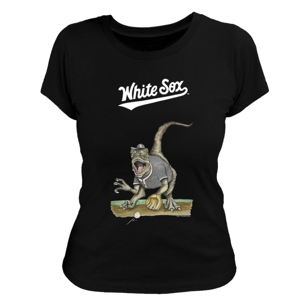 Chicago White Sox Tiny Turnip Women's Velociraptor T-Shirt - Black T-shirts