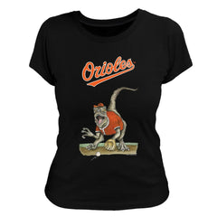 Baltimore Orioles Tiny Turnip Women's Velociraptor T-Shirt - Black T-shirts
