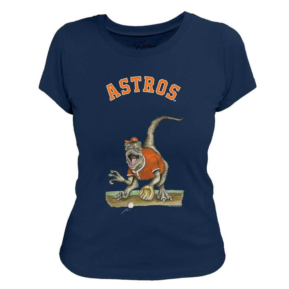 Houston Astros Tiny Turnip Women's Velociraptor T-Shirt - Navy T-shirts