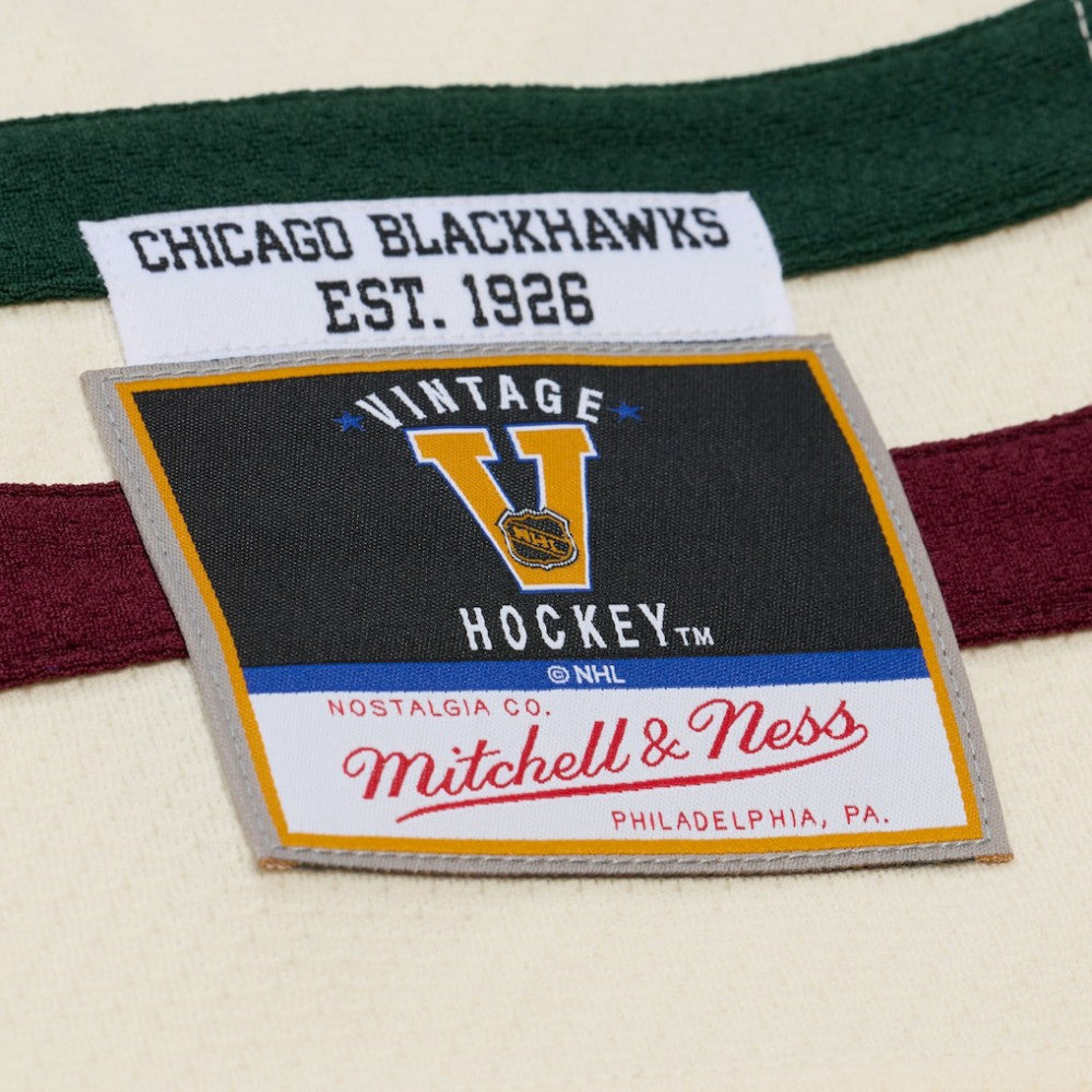 Chicago Blackhawks Mitchell & Ness x Just Don Jersey Hoodie - Cream | US 203159315