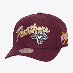 Florida Panthers Mitchell & Ness x Just Don Wave Script Pro Strapback Hat - Maroon | US 203159325