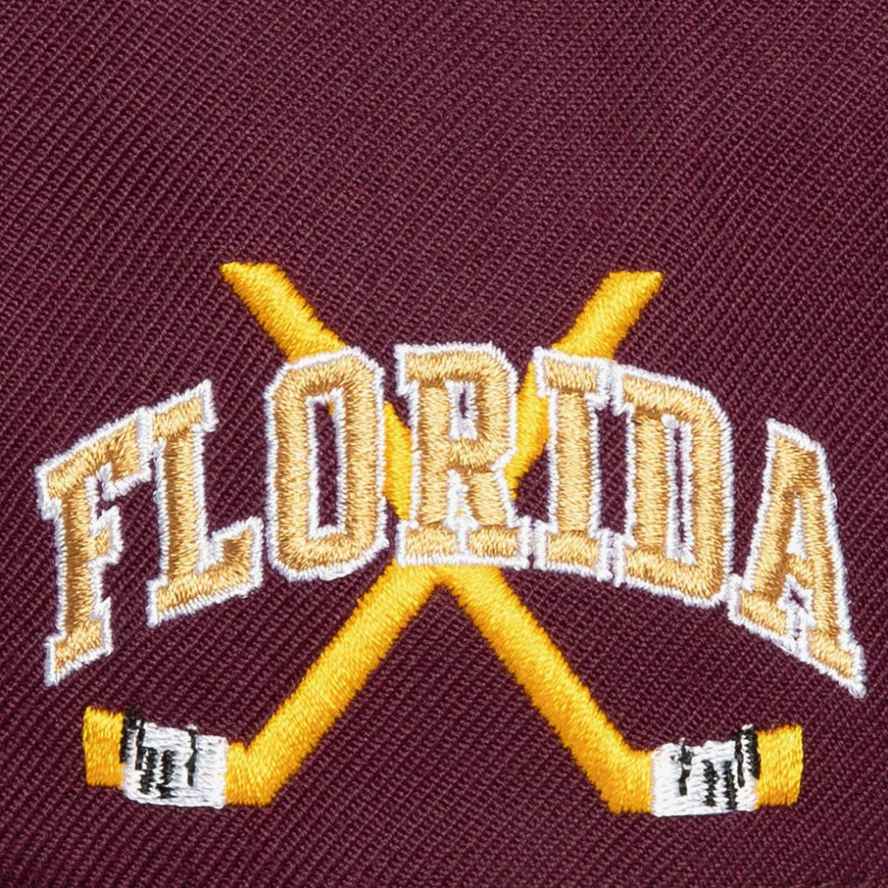 Florida Panthers Mitchell & Ness x Just Don Wave Script Pro Strapback Hat - Maroon | US 203159325