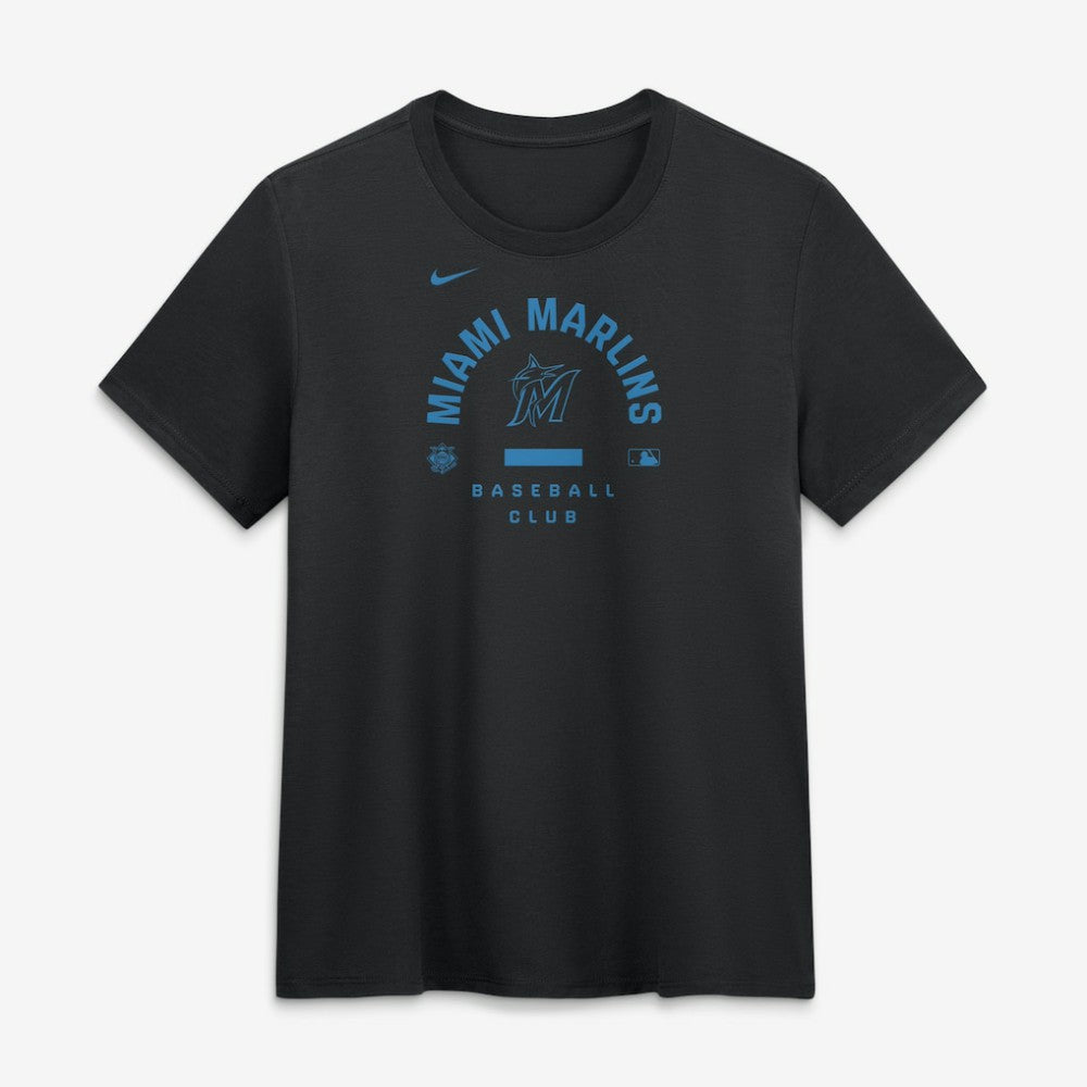 Miami Marlins Nike Women's Authentic Collection Early Work Tri-Blend Dri-FIT T-Shirt - Black T-shirts