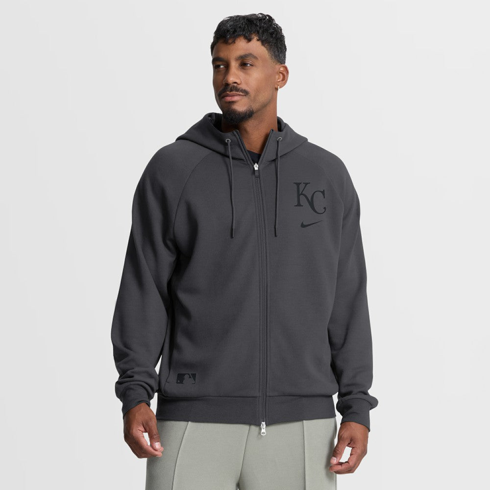 Kansas City Royals Nike Authentic Collection Player Raglan Dri-FIT Full-Zip Hoodie - Anthracite Hoodies