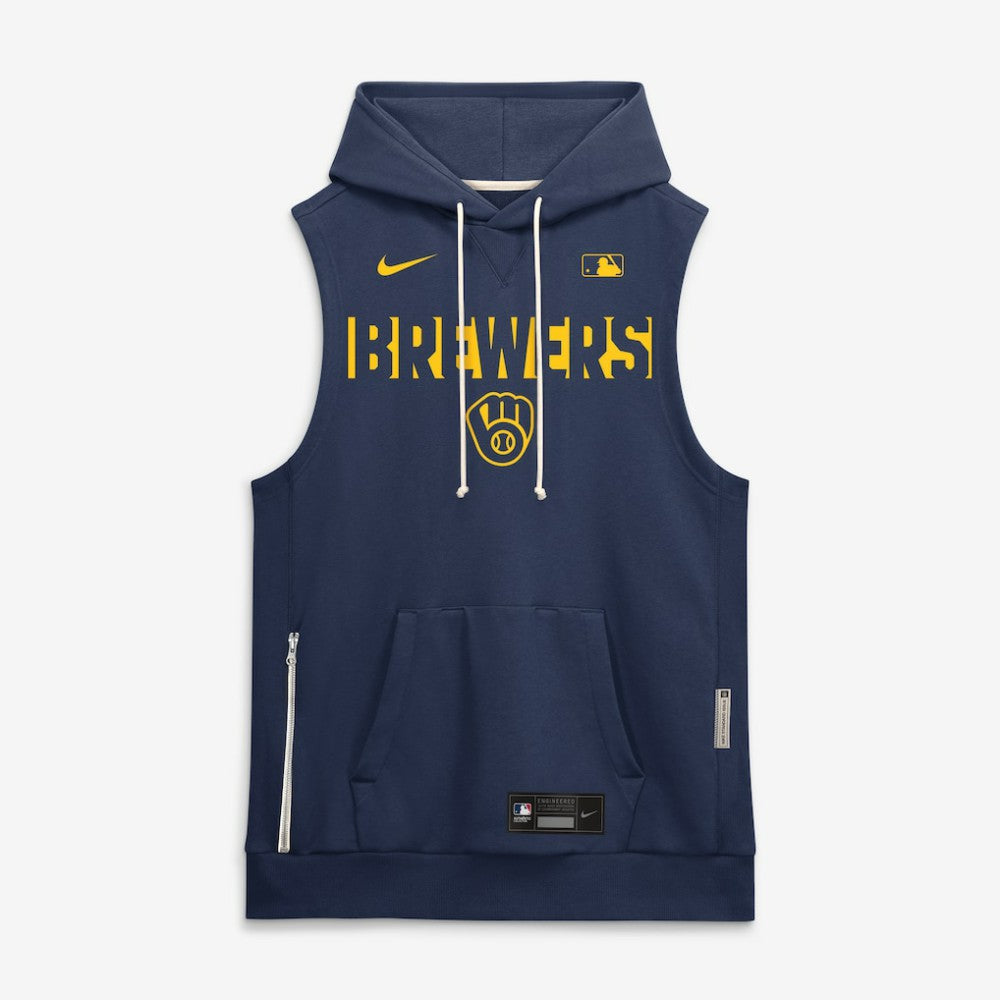 Milwaukee Brewers Nike Authentic Collection Standard Issue Dri-FIT Sleeveless Hoodie - Navy Hoodies