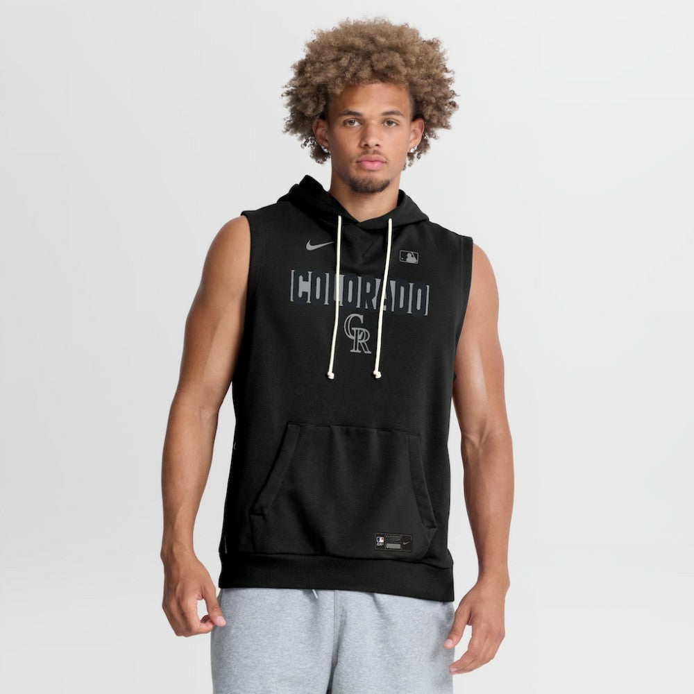 Colorado Rockies Nike Authentic Collection Standard Issue Dri-FIT Sleeveless Hoodie - Black Hoodies
