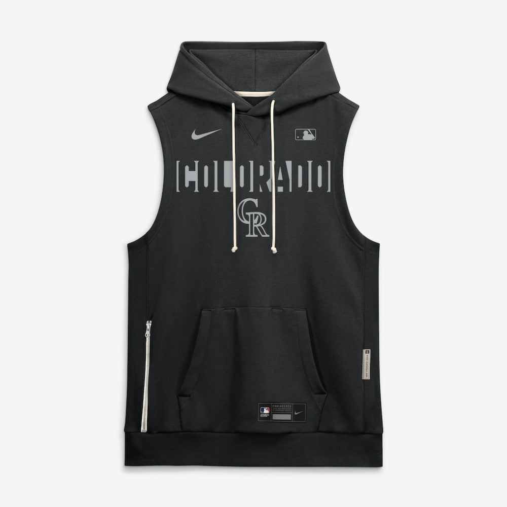 Colorado Rockies Nike Authentic Collection Standard Issue Dri-FIT Sleeveless Hoodie - Black Hoodies